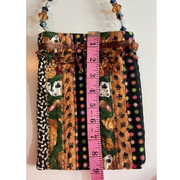 Mixed Pattern Multi Colored Small Handbag Handmade Beaded Handle - Picture 4 of 5